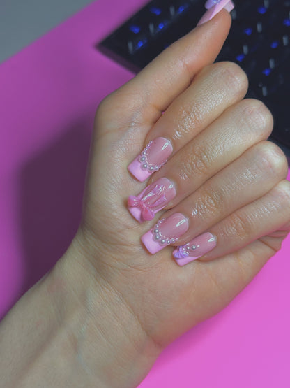 Elegant Pink Bow & Pearl Designs – Press n Purr